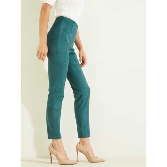 GUESS Maya Faux Suede Leggings Sz Small Turquoise - Picture 2 of 7